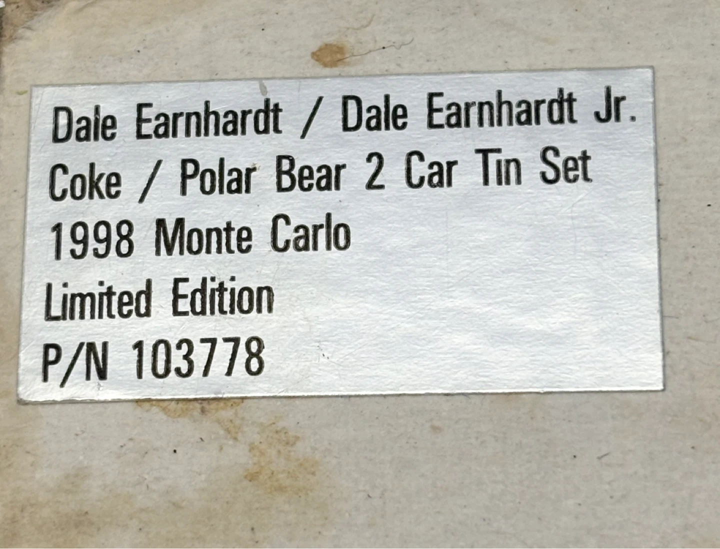 Coca Cola Dale Earnhardt Sr. & Jr. 2 Car Tin Set - photo 2