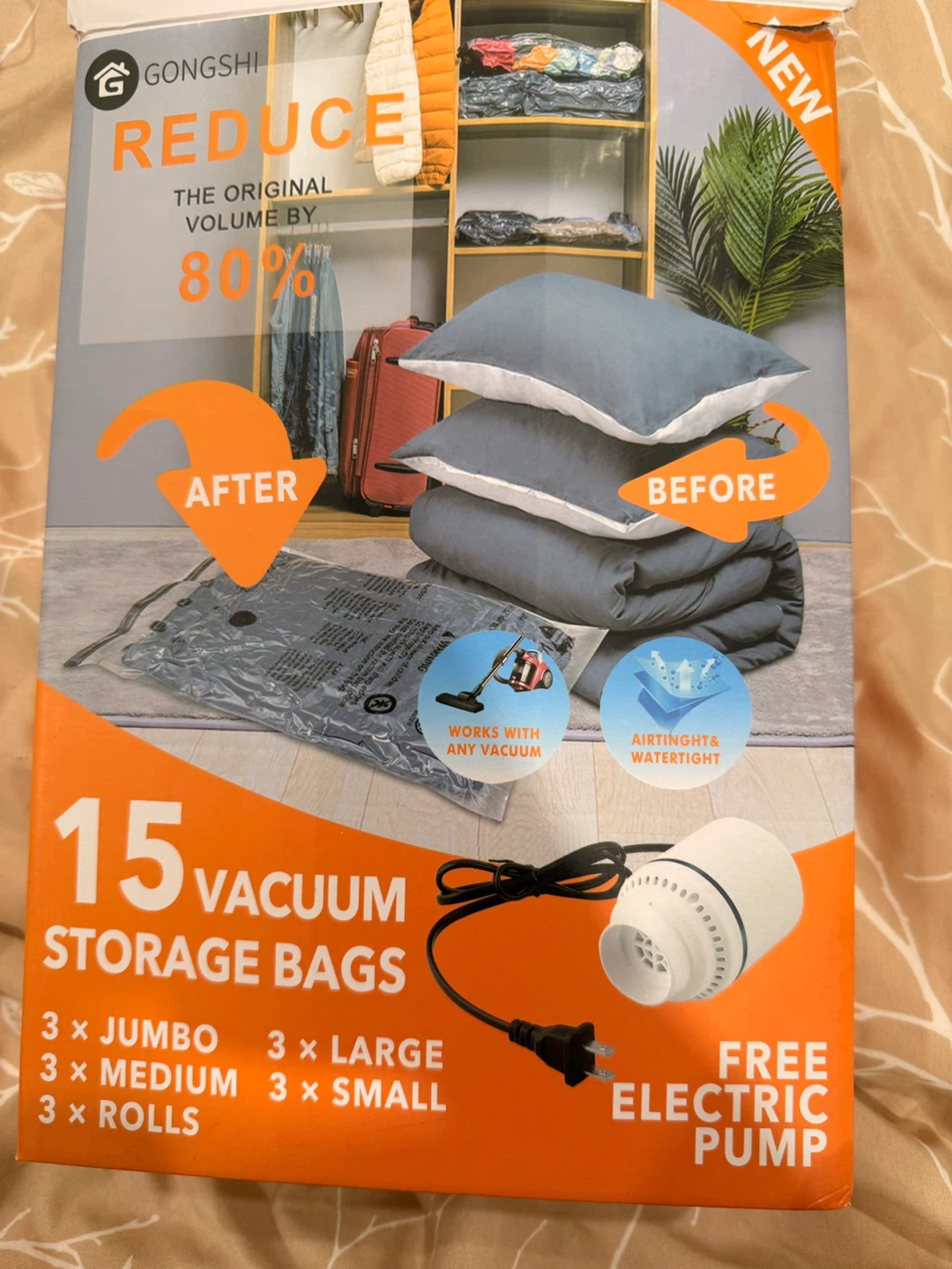 Gongshi 15 Vacuum Storage Bags with Electric Pump