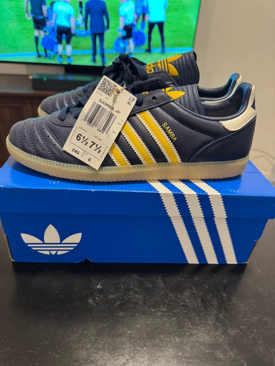 Adidas Samba JP Navy & Yellow Soccer Shoes - photo 2