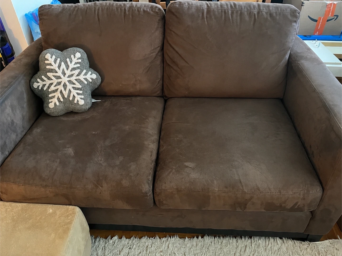 Brown Suede Loveseat Sofa - photo 2