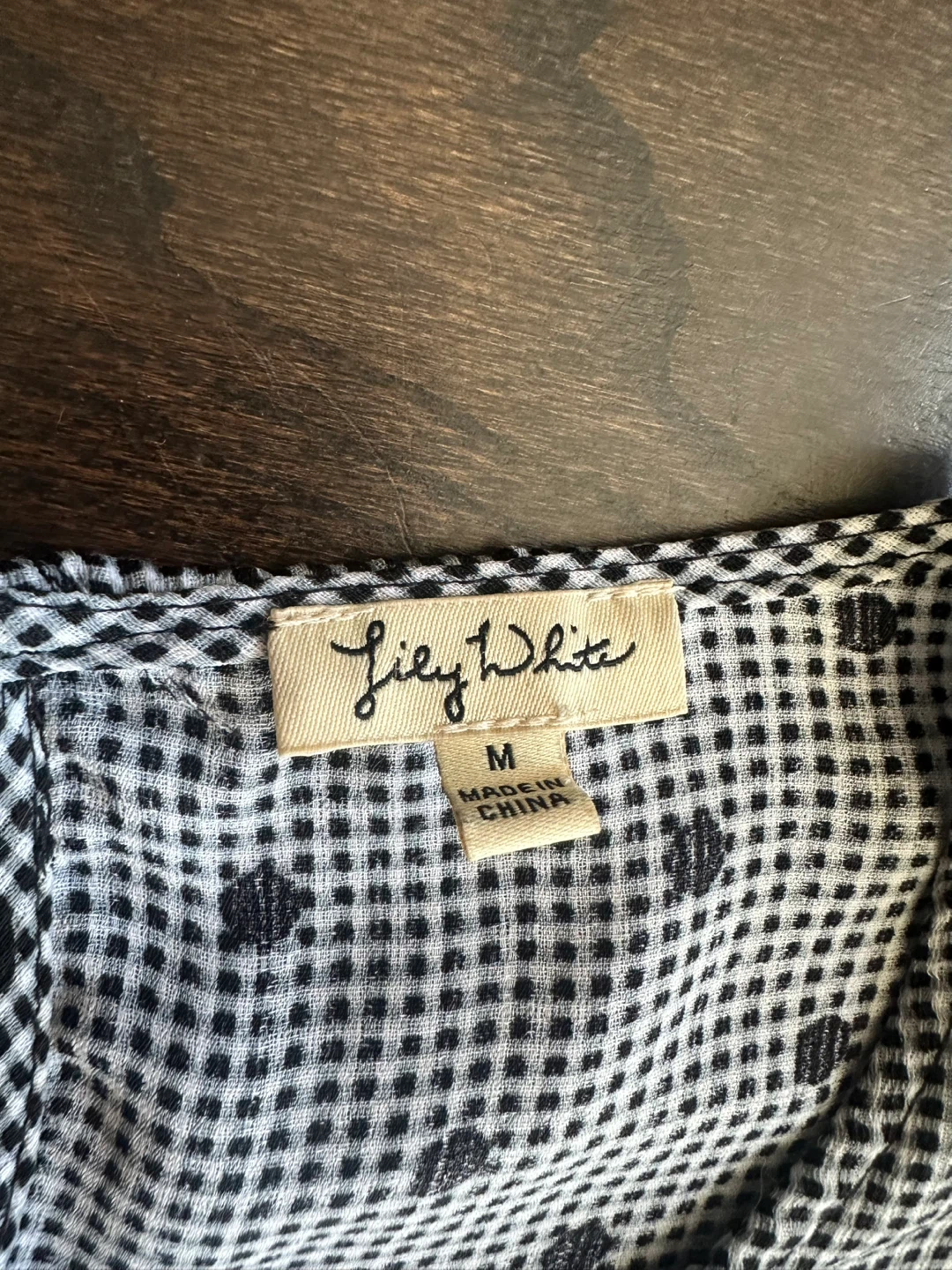 Lily White Dress - navy & White Gingham with Dots - Size Medium - photo 3