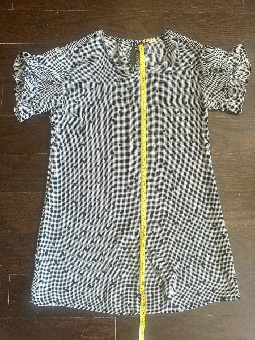 Lily White Dress - navy & White Gingham with Dots - Size Medium - photo 4