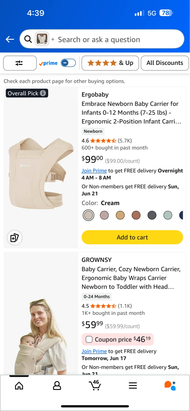 Ergobaby Embrace Newborn Baby Carrier - Cream
