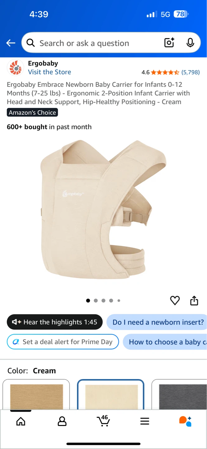 Ergobaby Embrace Newborn Baby Carrier - Cream - photo 3