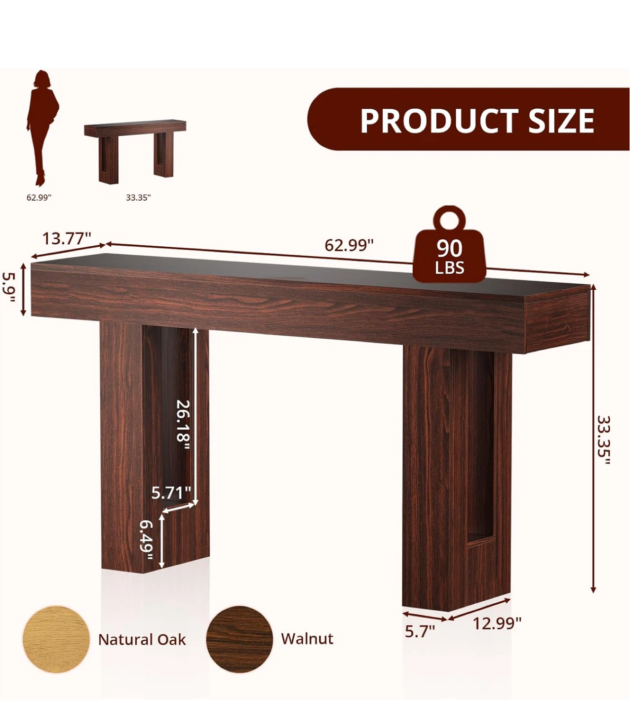 Natural Oak Console Table - photo 4