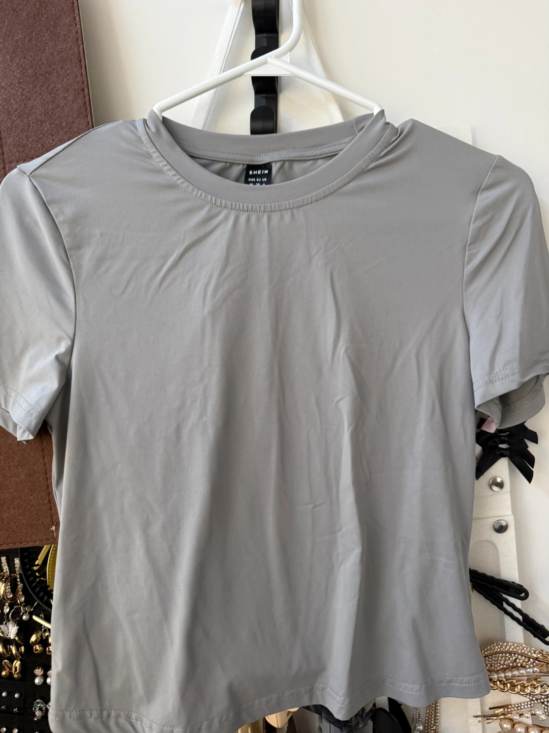 Grey Short Sleeve Crop Top