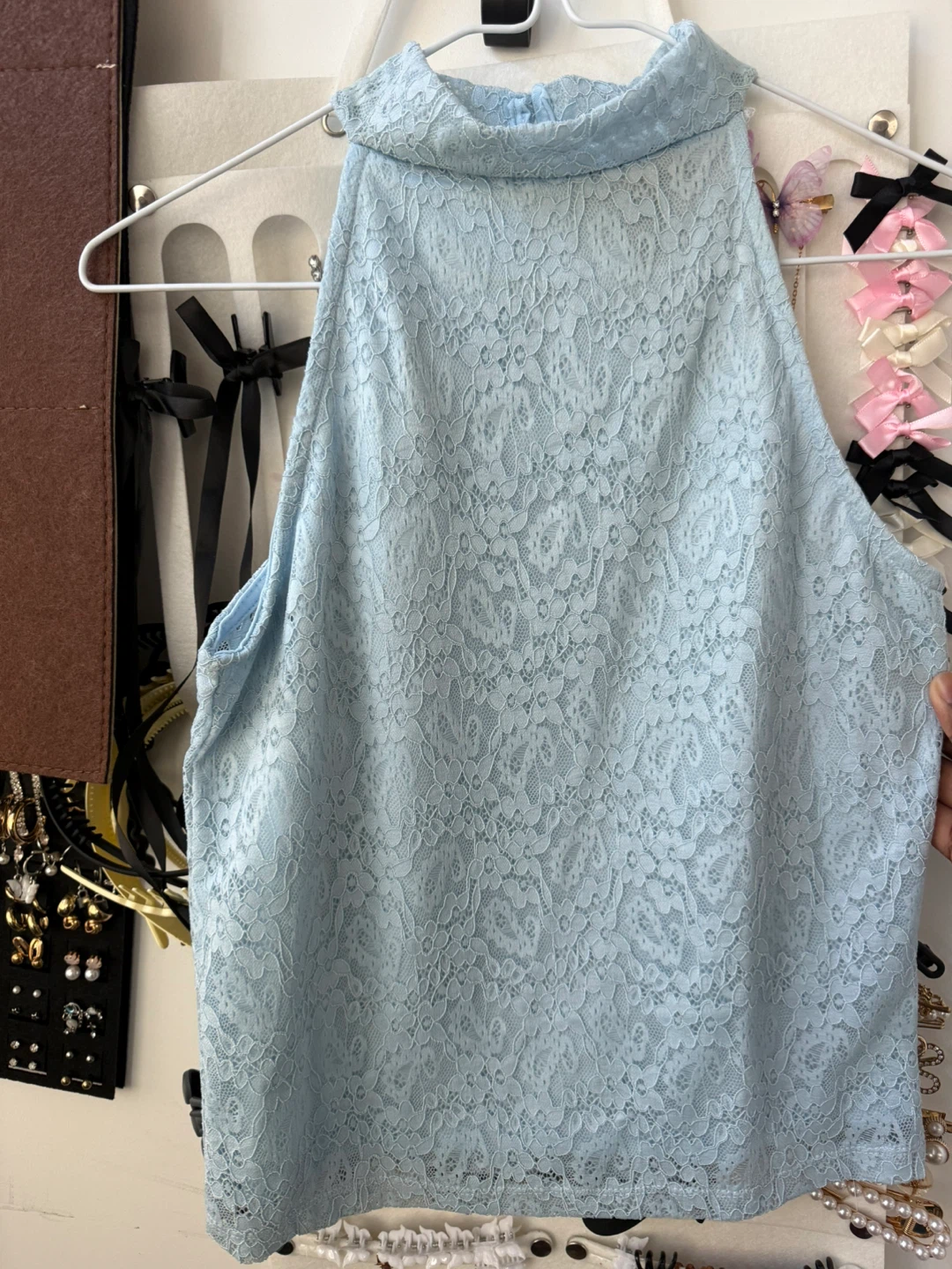 Light Blue Lace Halter Top
