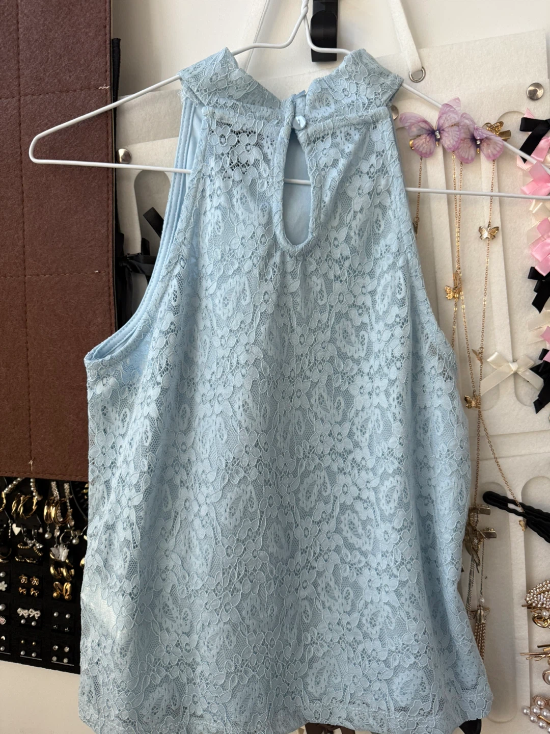 Light Blue Lace Halter Top - photo 2