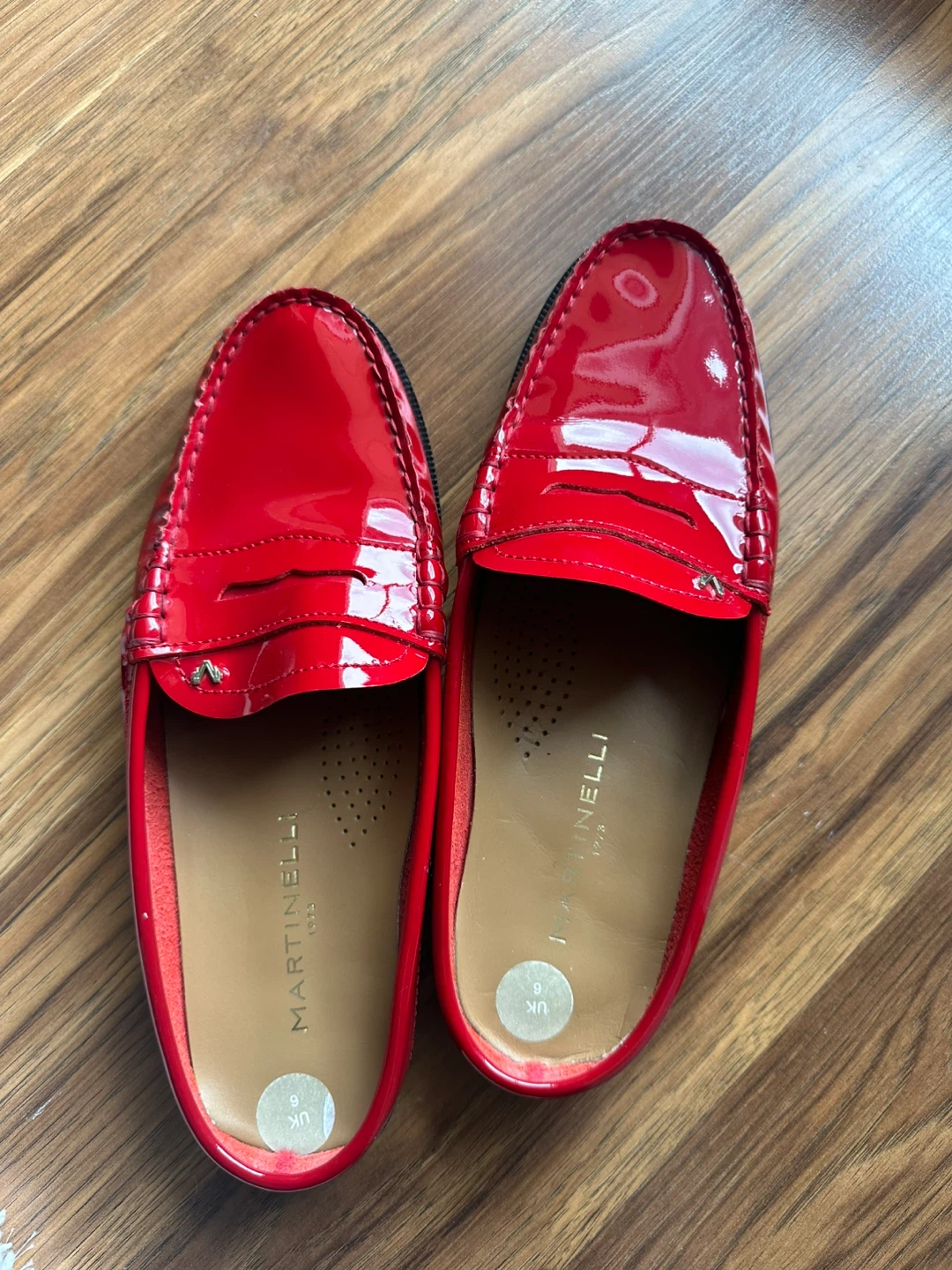 Red Patent Leather Loafers by Martinelli - Size UK 6