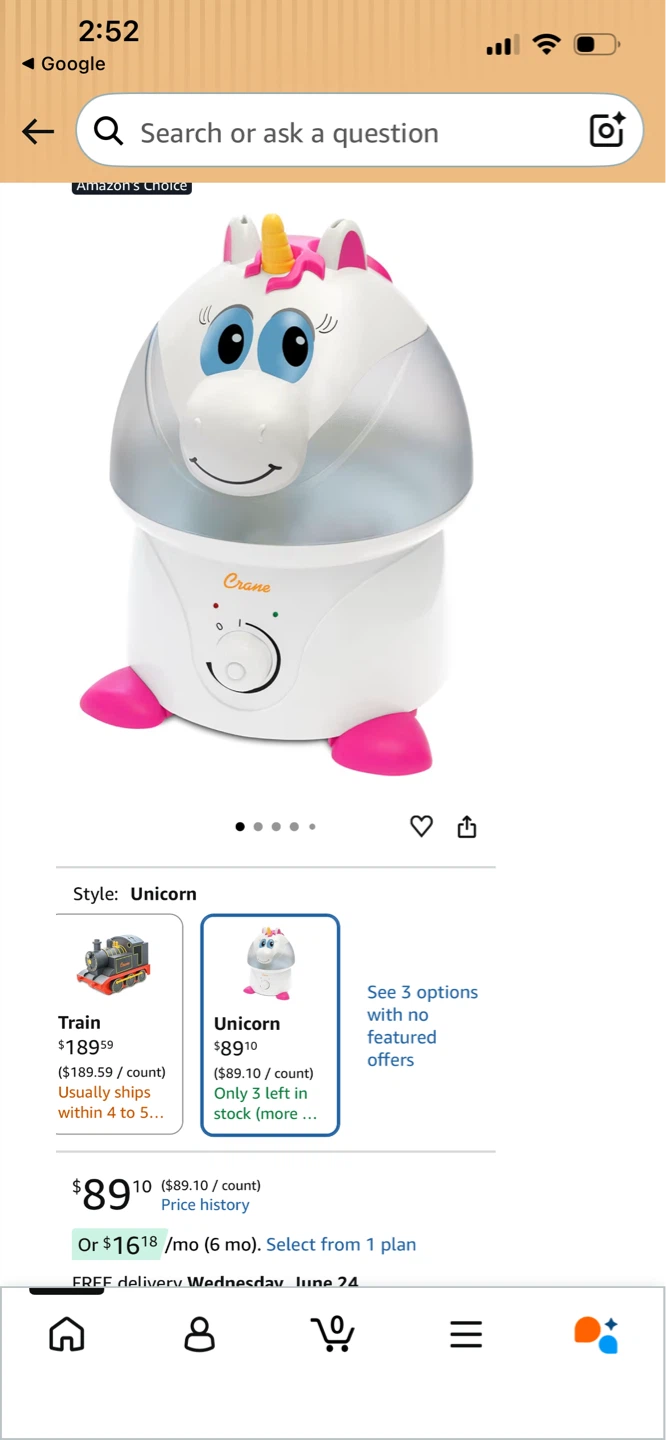Crane Ultrasonic Cool Mist Humidifier - Unicorn - photo 5