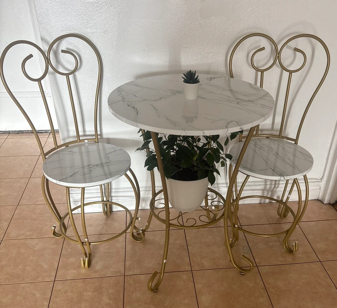 Beautiful white and gold table for two - photo 2