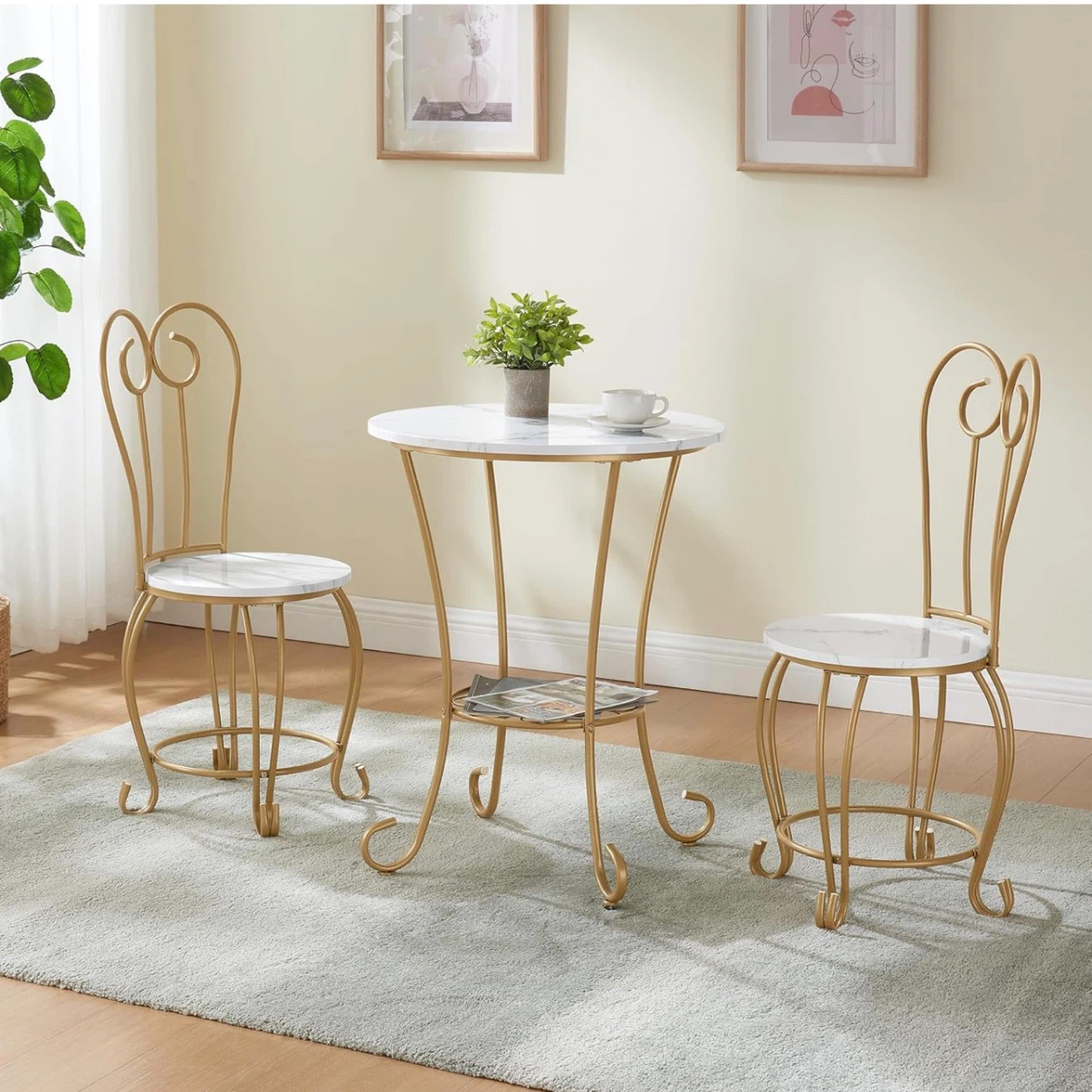 Beautiful white and gold table for two - photo 3