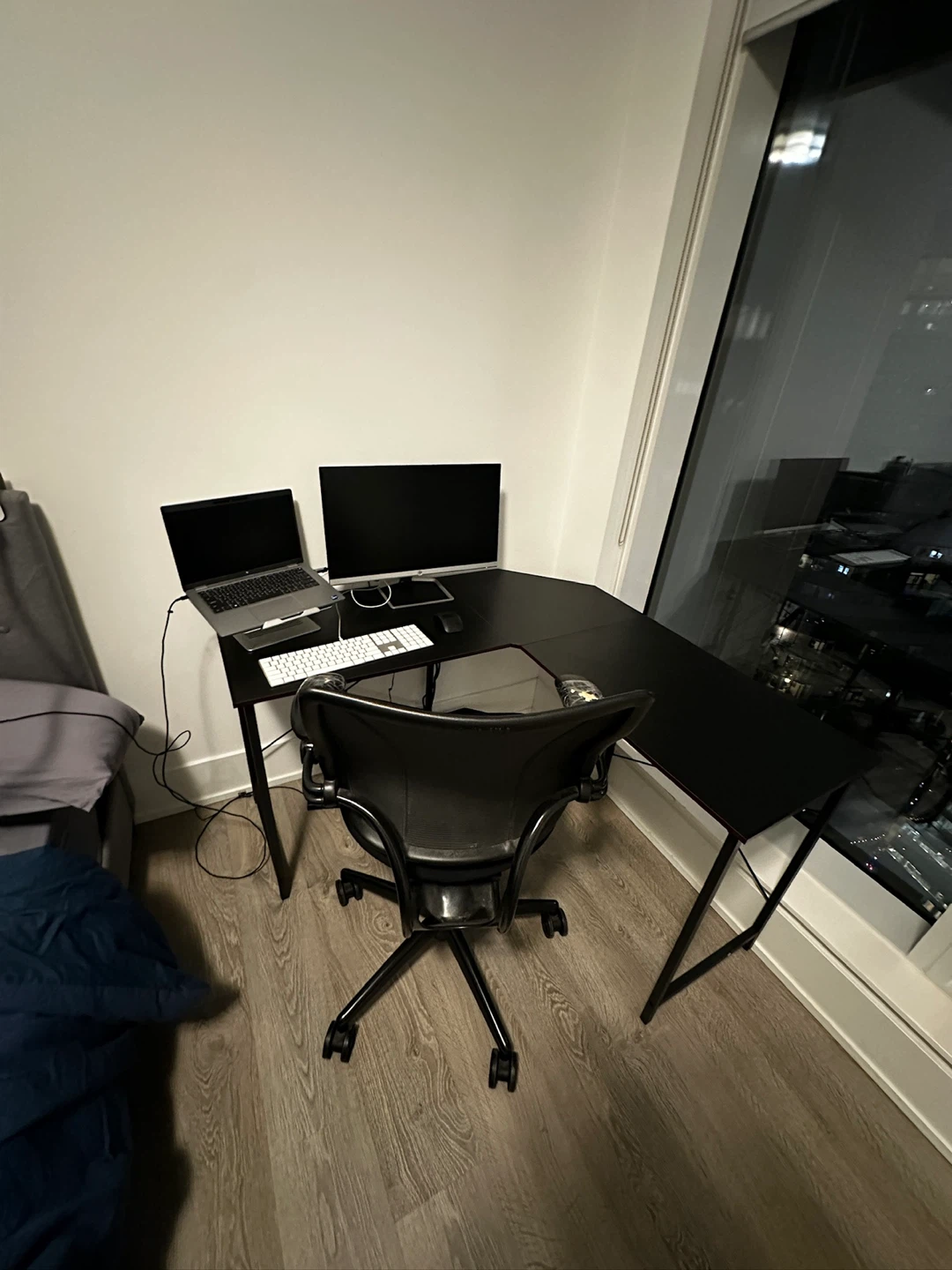 L-Shaped Corner Desk with Monitor Stand. Pick up only