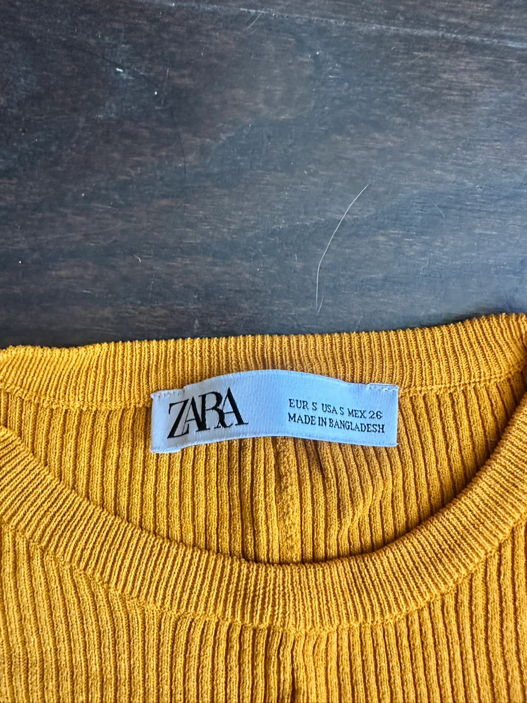 ZARA Mustard Yellow Ribbed Dress with Puff Sleeves Size S - photo 4