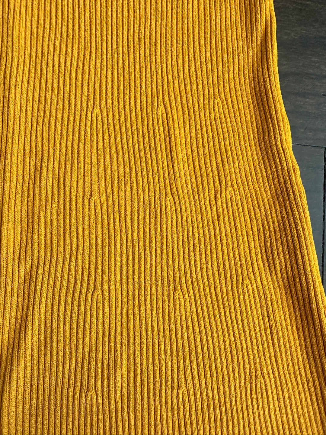 ZARA Mustard Yellow Ribbed Dress with Puff Sleeves Size S - photo 5