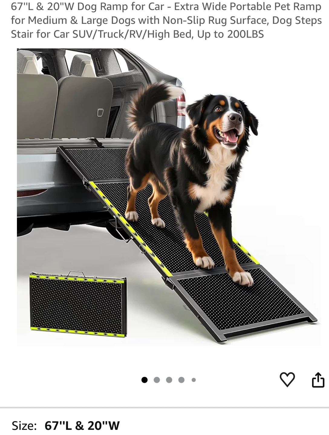 Pawaboo Portable Pet Ramp 67"L x 20"W for Dogs Up to 250LBS D67