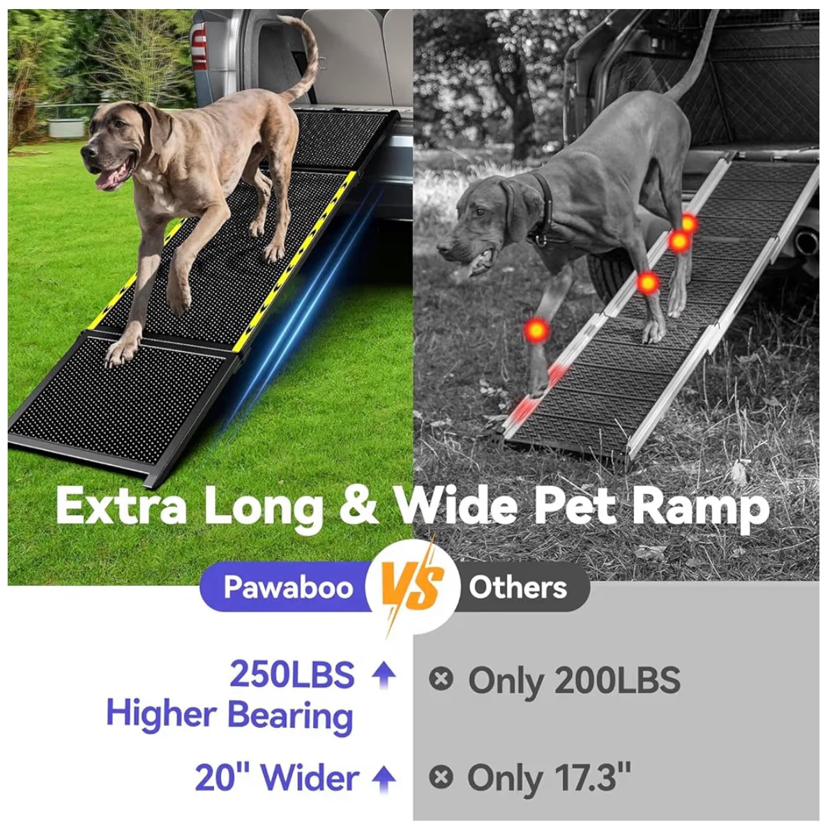 Pawaboo Portable Pet Ramp 67"L x 20"W for Dogs Up to 250LBS D67 - photo 2