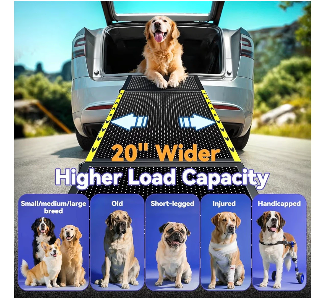 Pawaboo Portable Pet Ramp 67"L x 20"W for Dogs Up to 250LBS D67 - photo 3