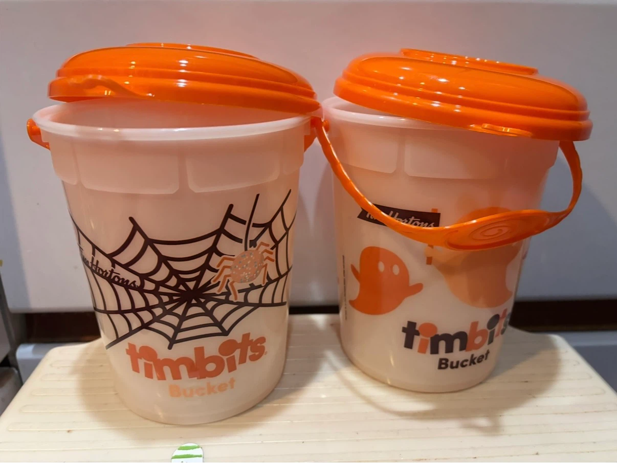 Tim Hortons Timbits Halloween Buckets (2) - Spiderweb & Ghost