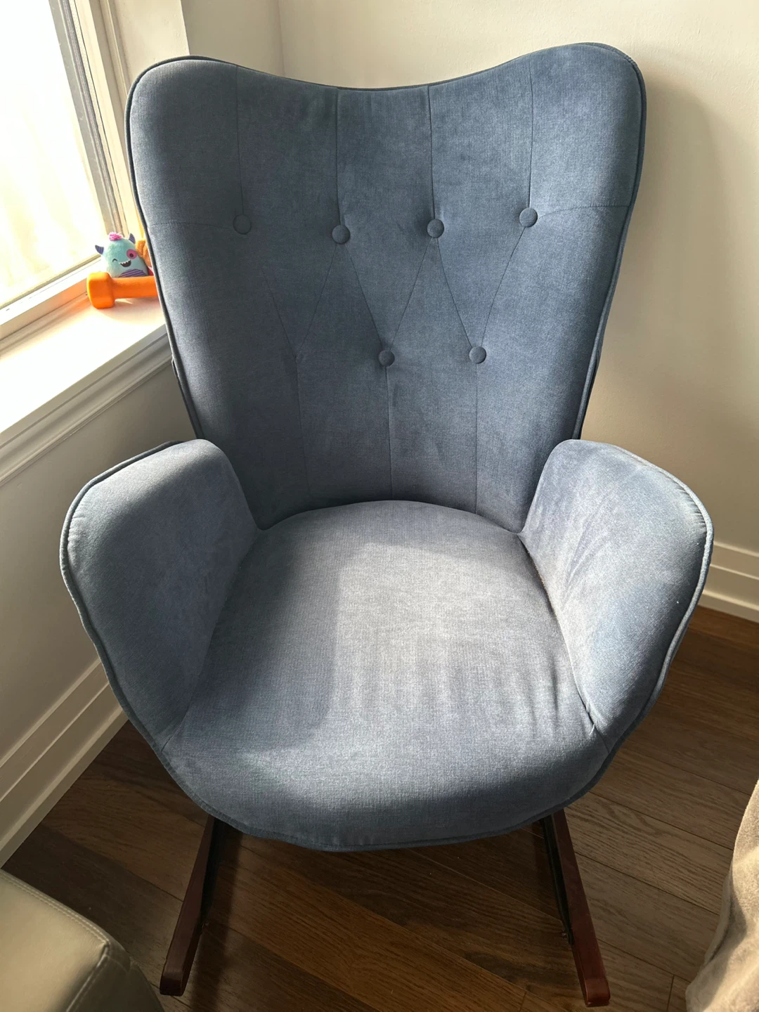 Blue Tufted Upholstered Rocking Chair