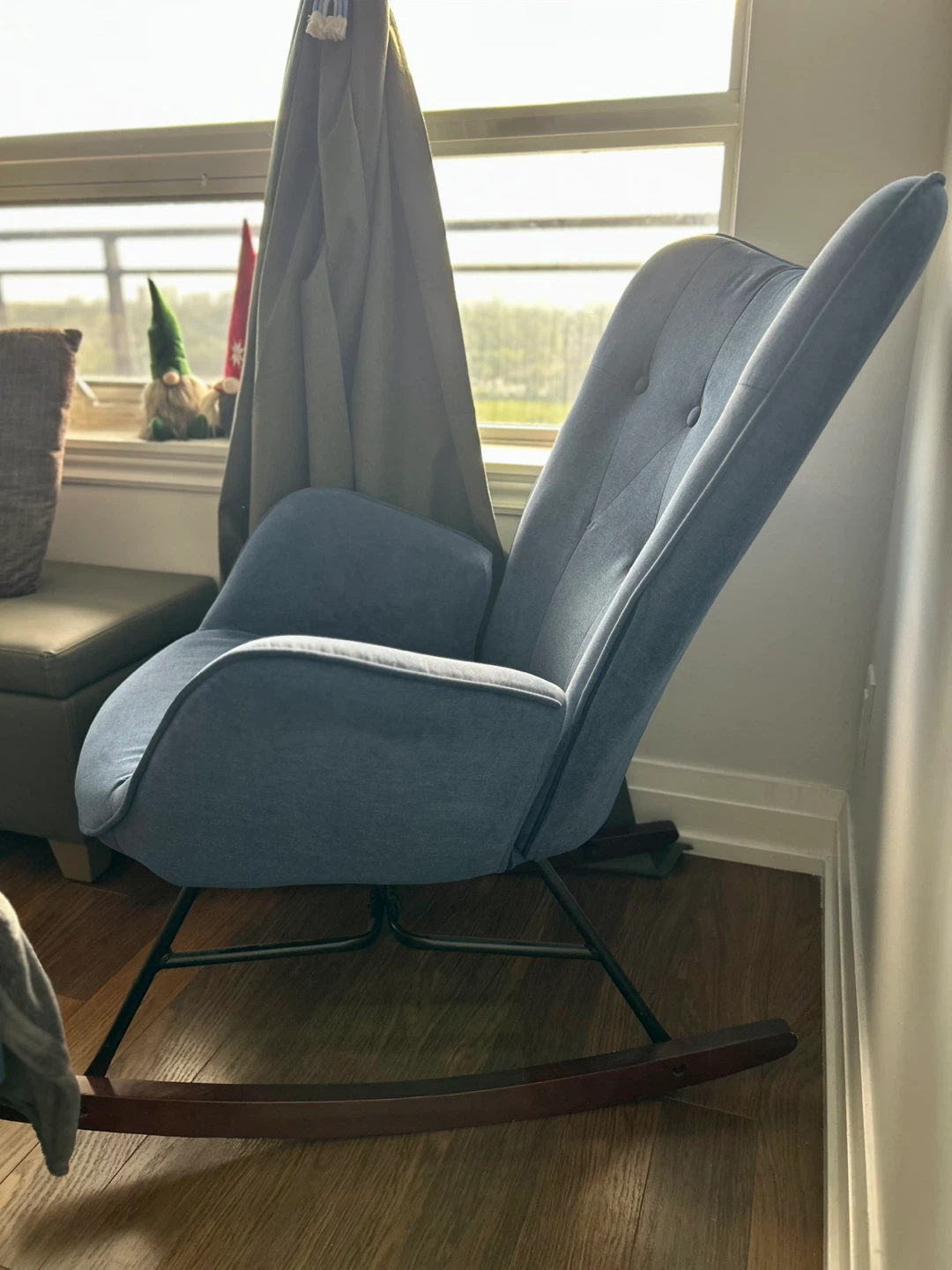 Blue Tufted Upholstered Rocking Chair - photo 3