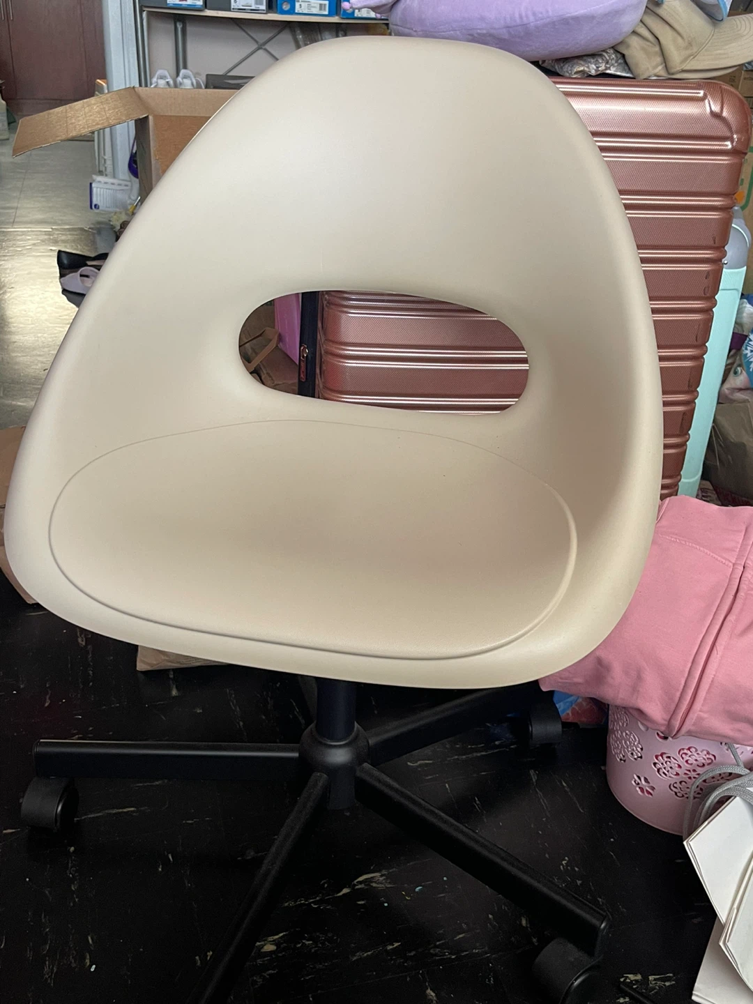 Cream Office Chair with Swivel Base
