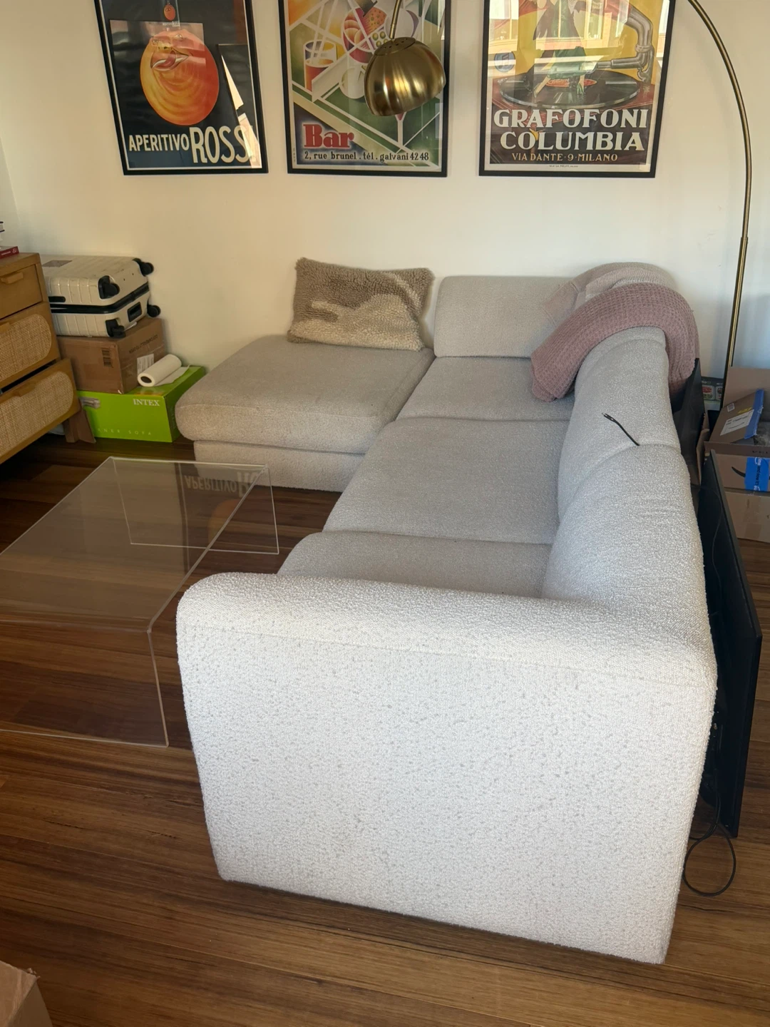 White Boucle Sectional Sofa - photo 2