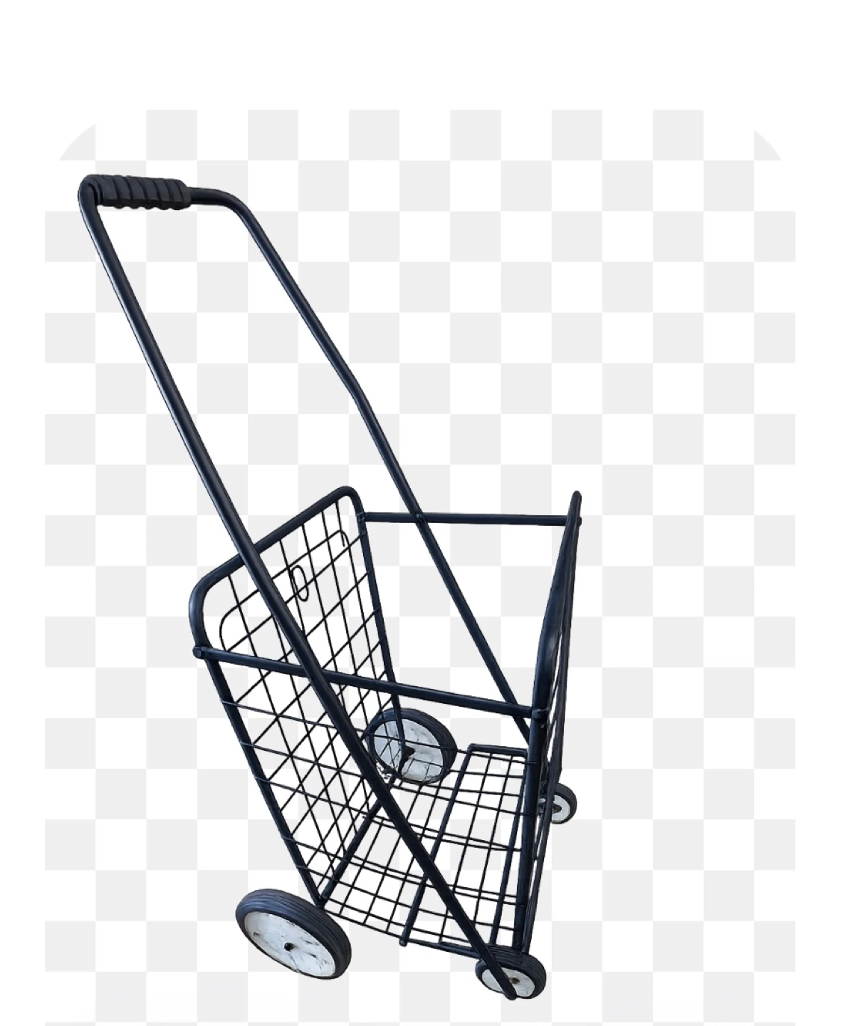 Black Metal Shopping Cart with Wheels