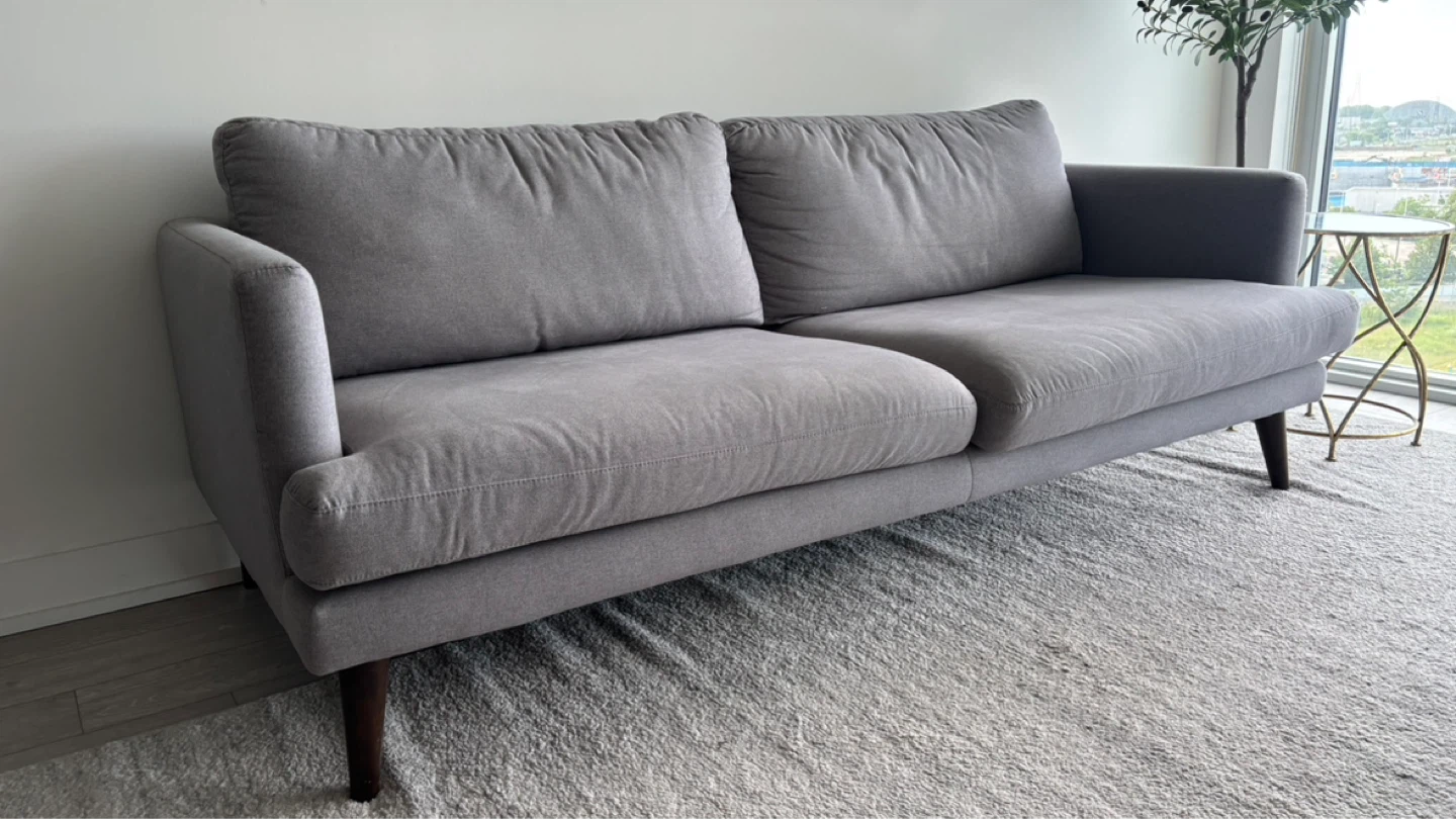 Grey Fabric Loveseat Sofa