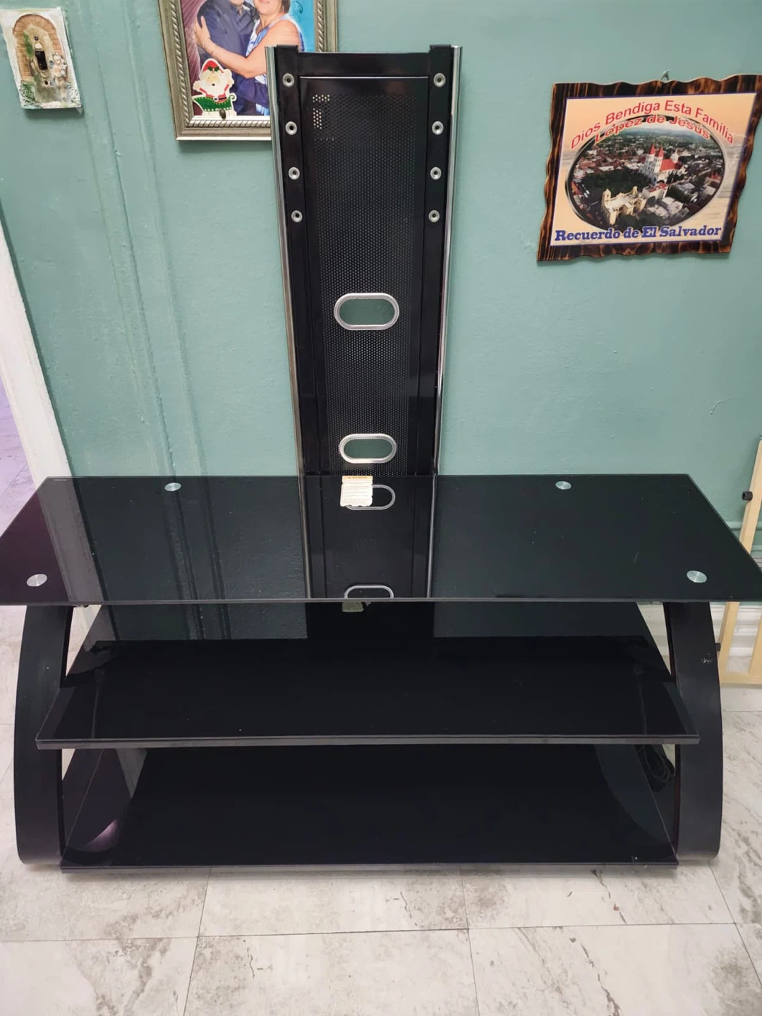 Black Glass Entertainment TV Stand