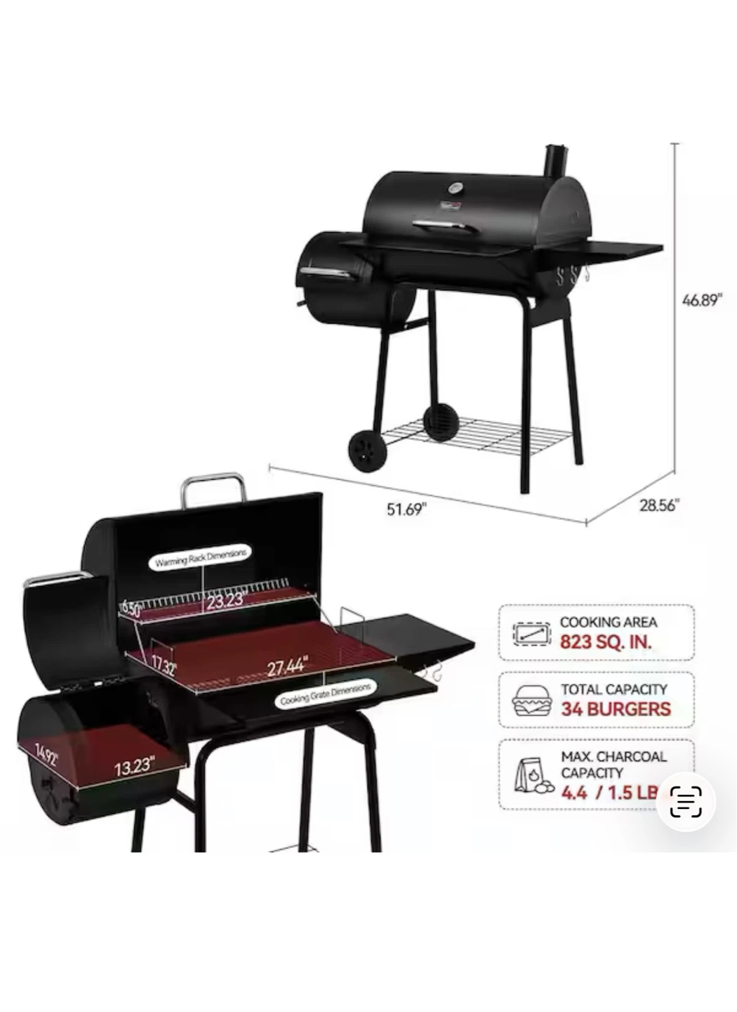 Royal Gourmet Charcoal  with Offset Smoker
