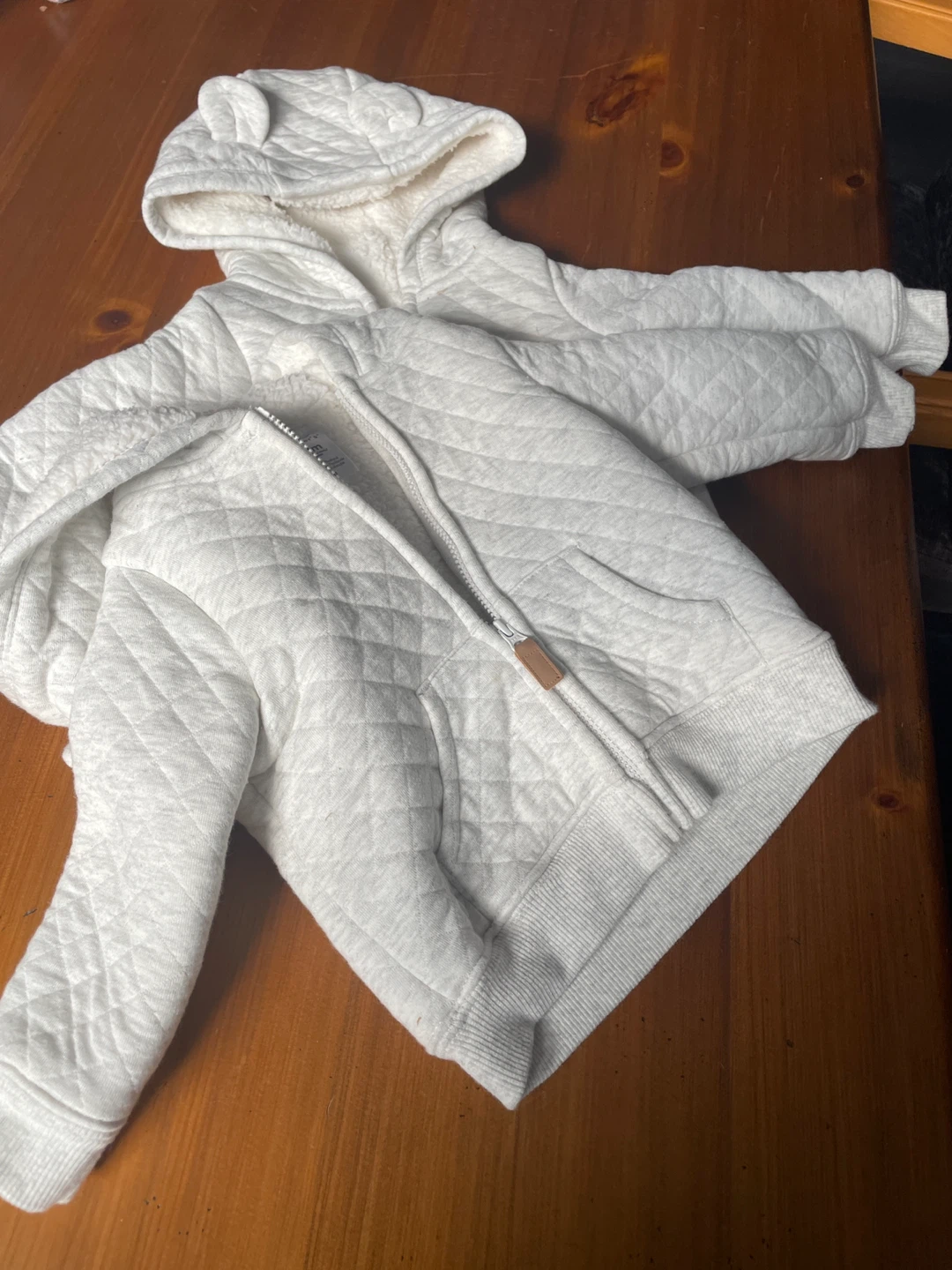 Two White Quilted Hoodie with Bear Ears