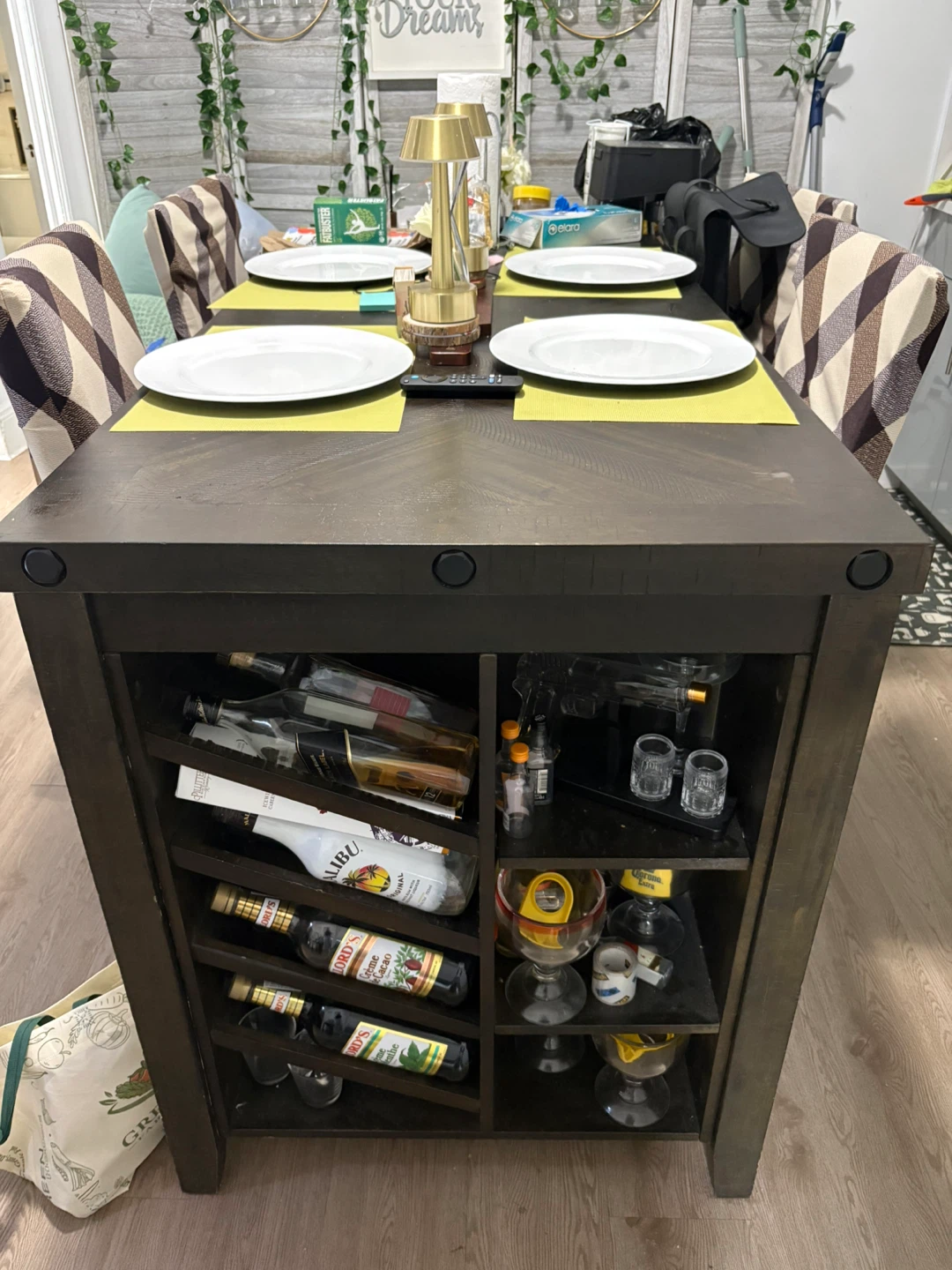 Dark Wood Dining Table with Wine Storage - photo 2