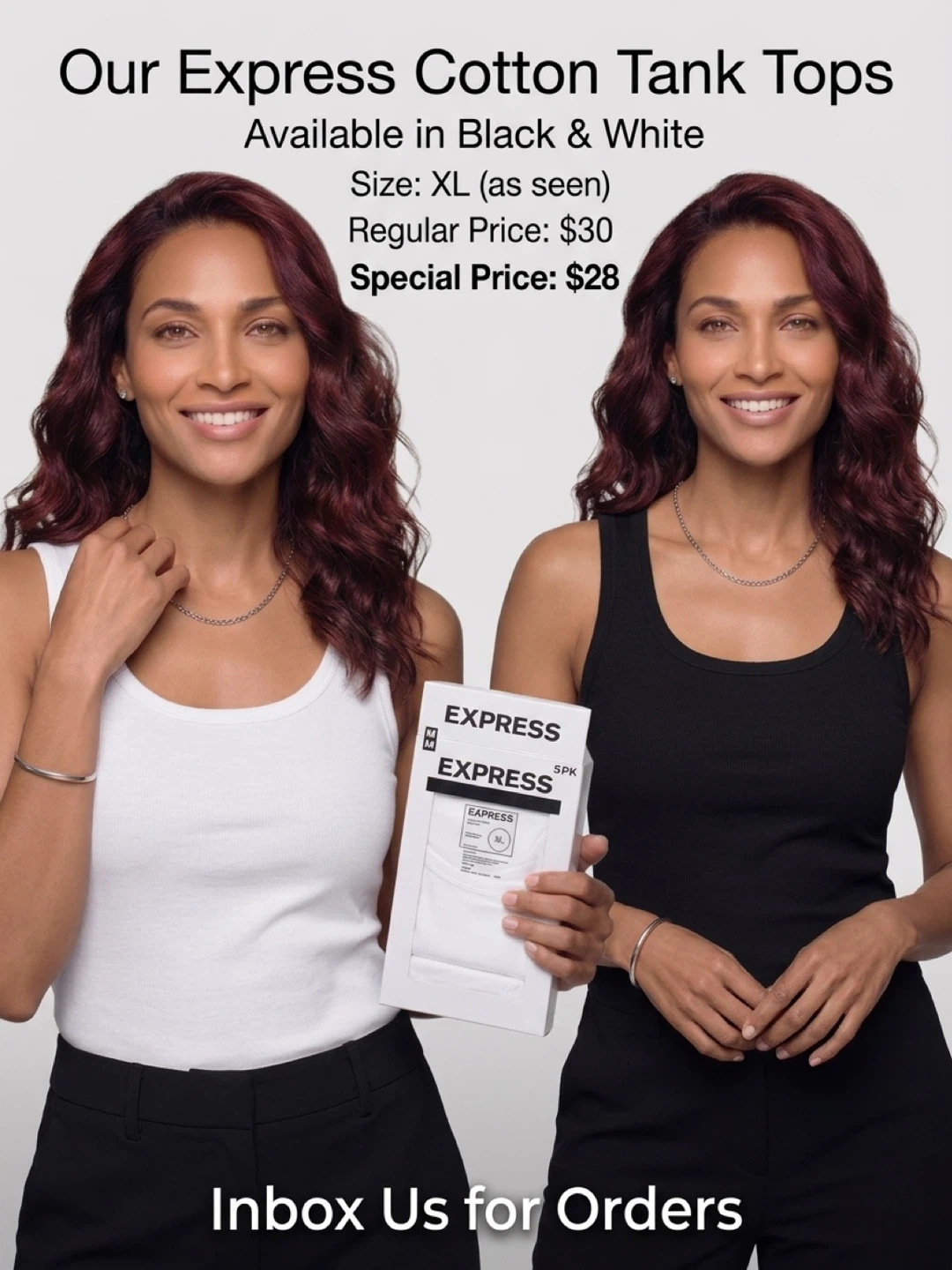 Express Cotton Tank Tops - XL Black & White - photo 2