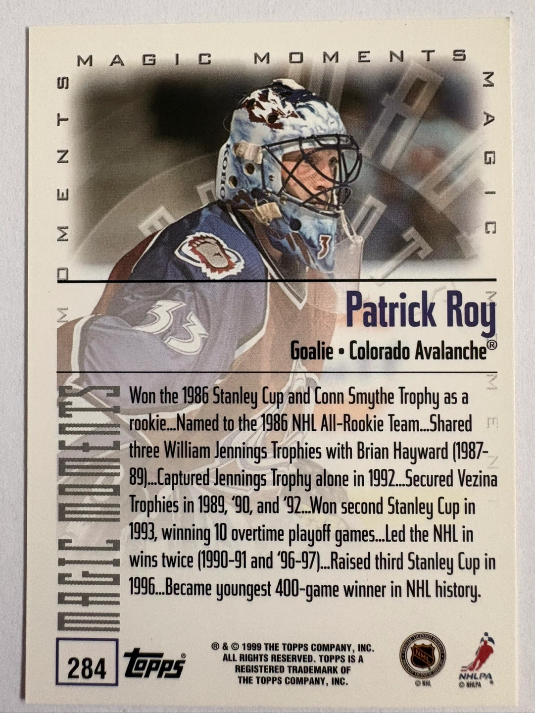 Topps NHL All-Star Games Patrick Roy Trading Card - photo 2