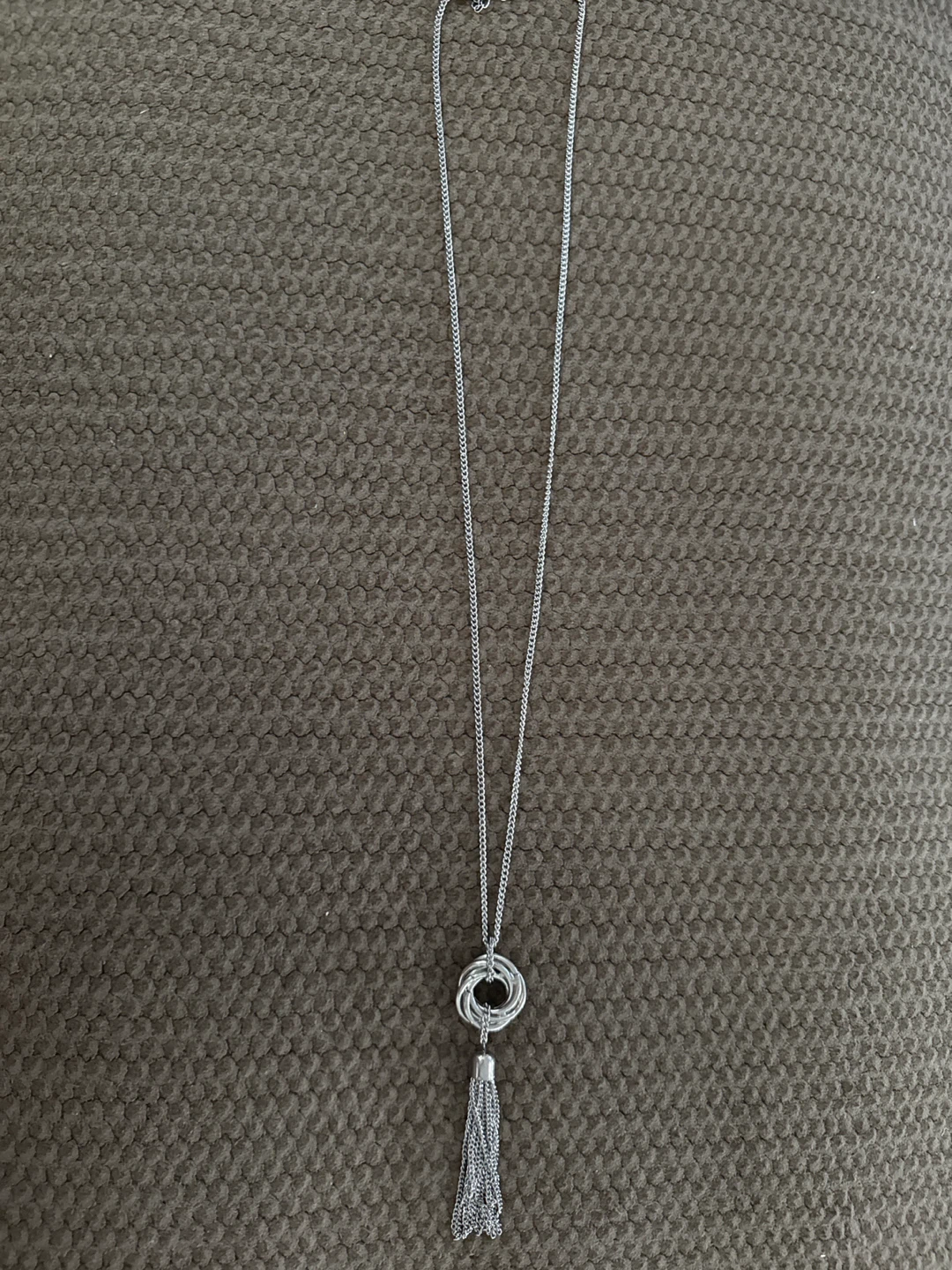 Silver Tone Tassel Pendant Necklace