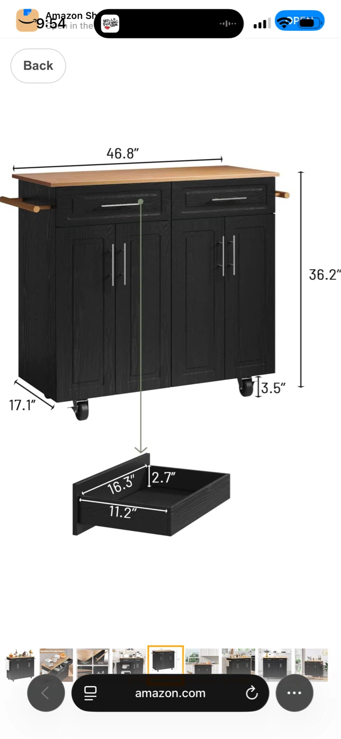 Kitchen Island Cart with Storage - photo 2