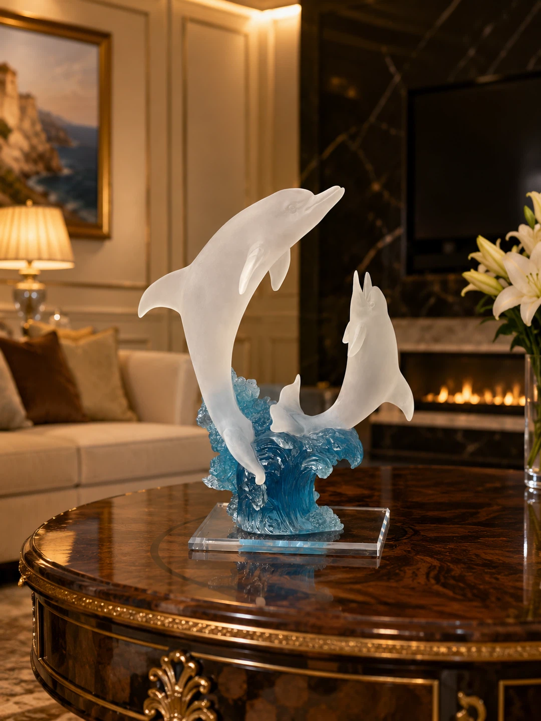 Glass Dolphin Sculpture