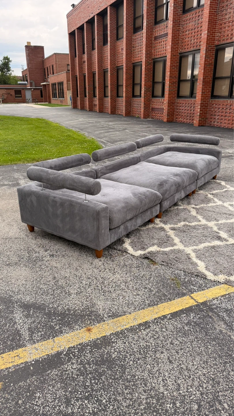 Gray Corduroy Sectional Sofa