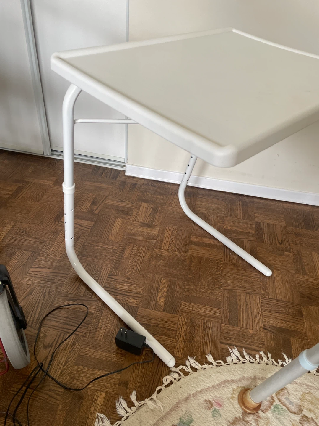 Adjustable White Folding Tray Table - photo 2