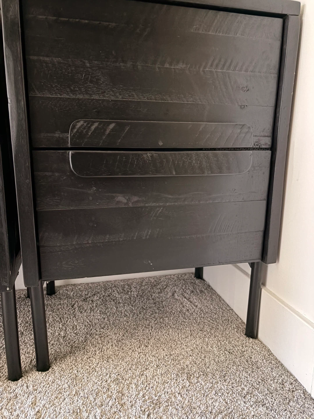 Black 2-Drawer Nightstand