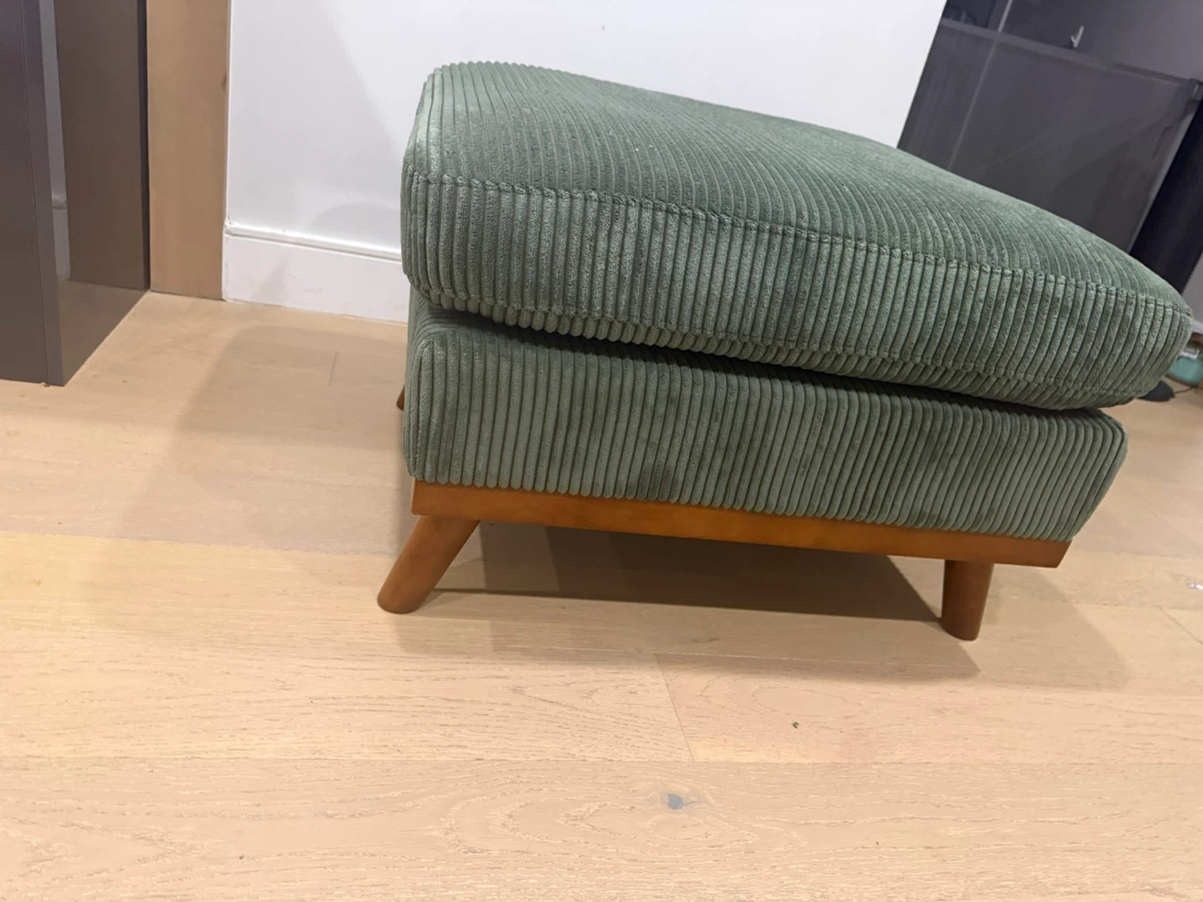 Green Corduroy Ottoman Footstool