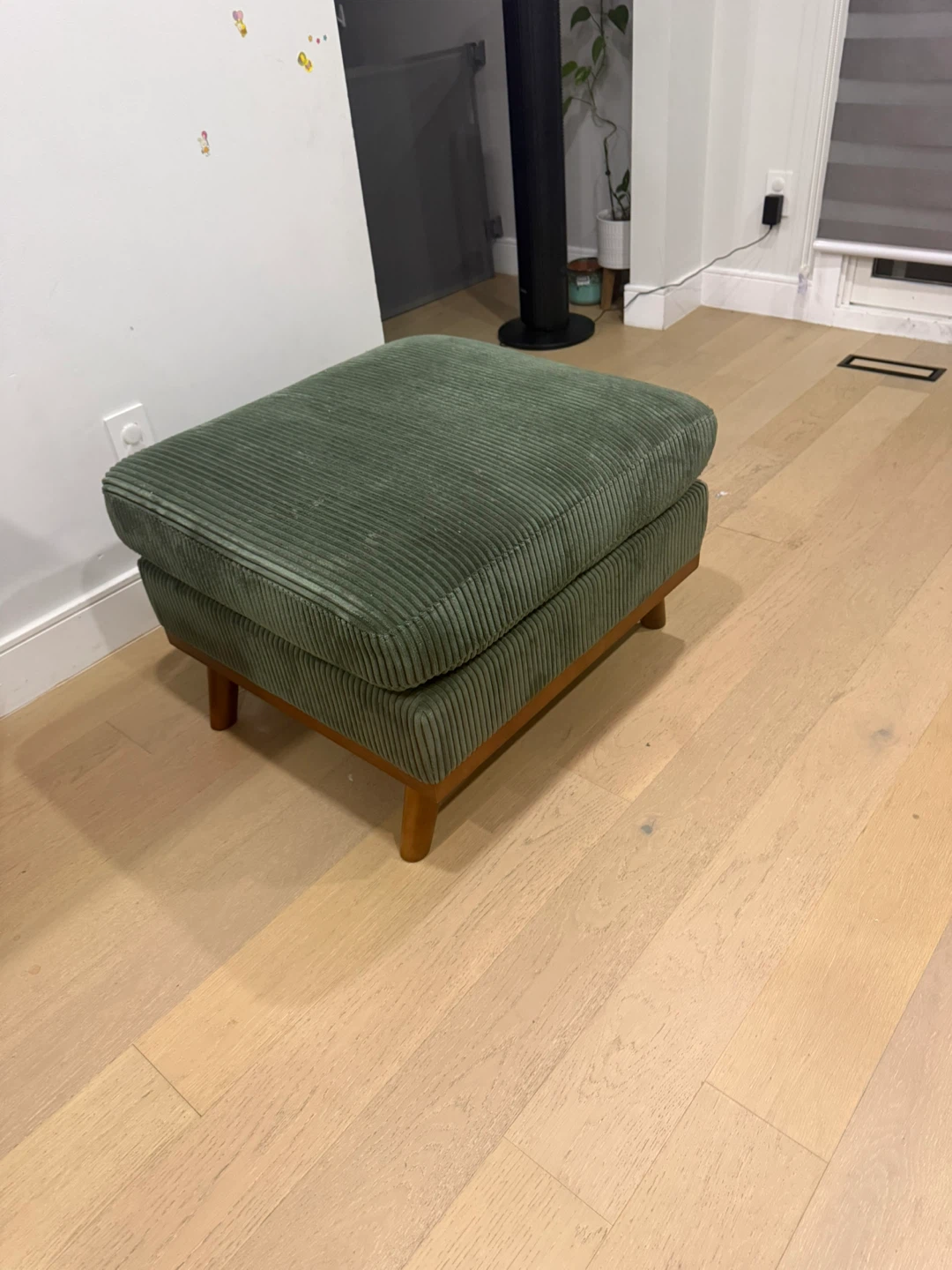Green Corduroy Ottoman Footstool - photo 2