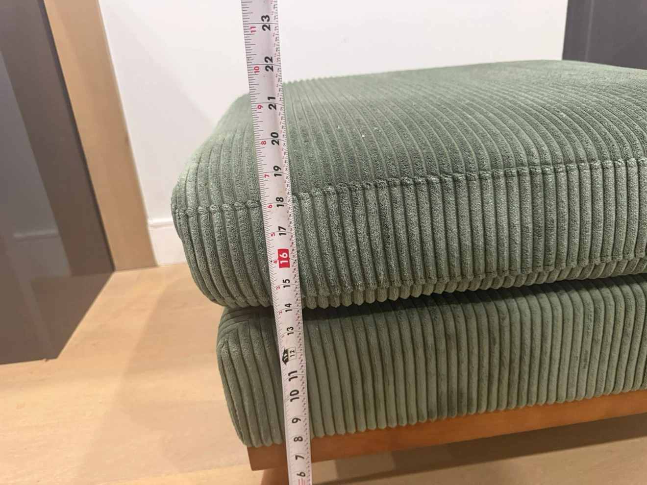 Green Corduroy Ottoman Footstool - photo 3