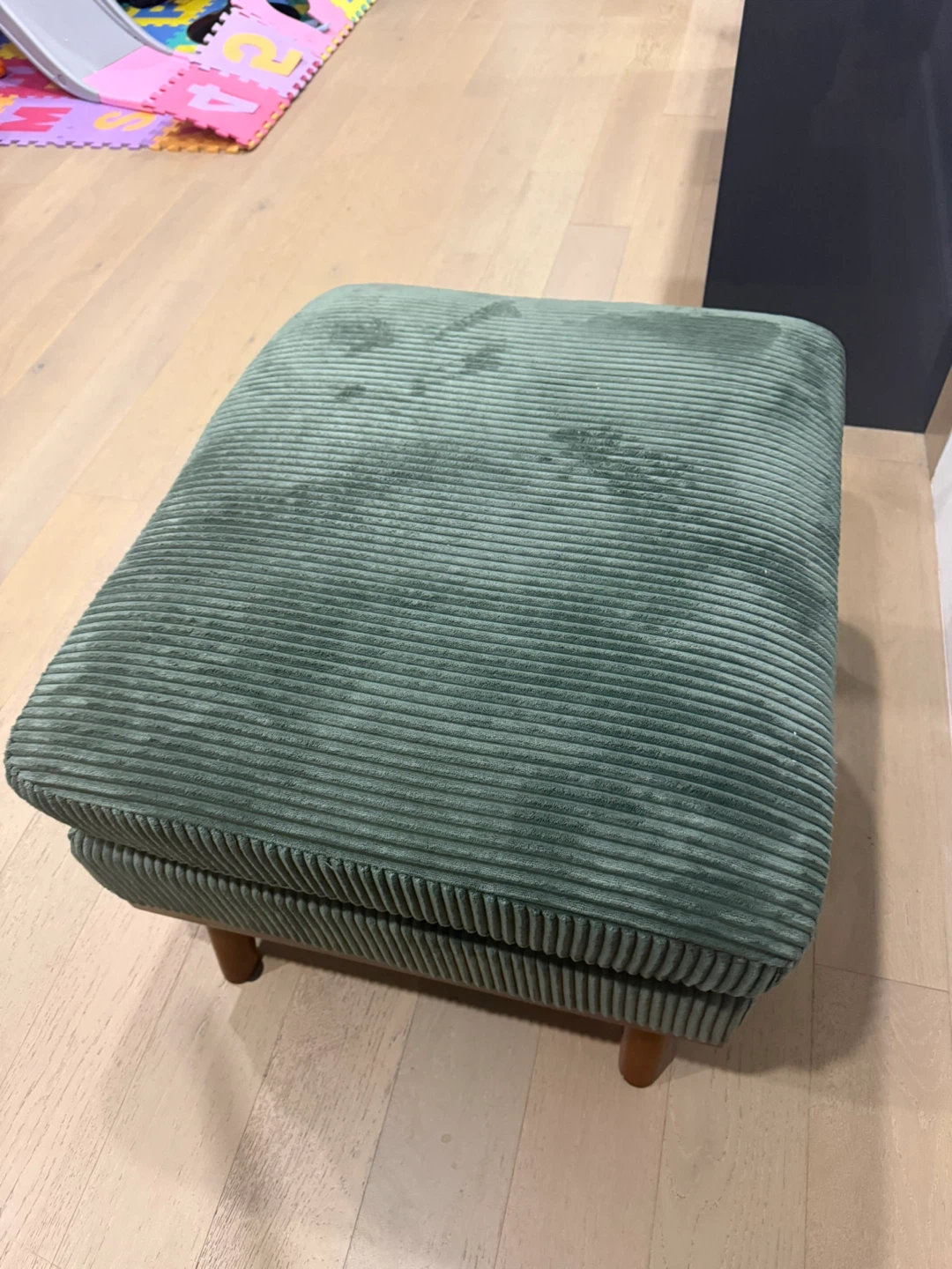 Green Corduroy Ottoman Footstool - photo 4