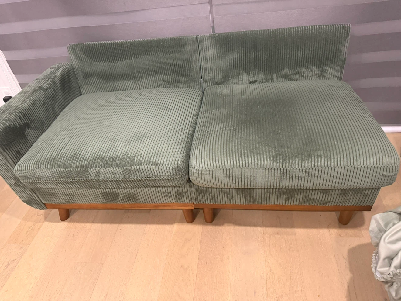 Green Corduroy Sofa with Ottoman - photo 2