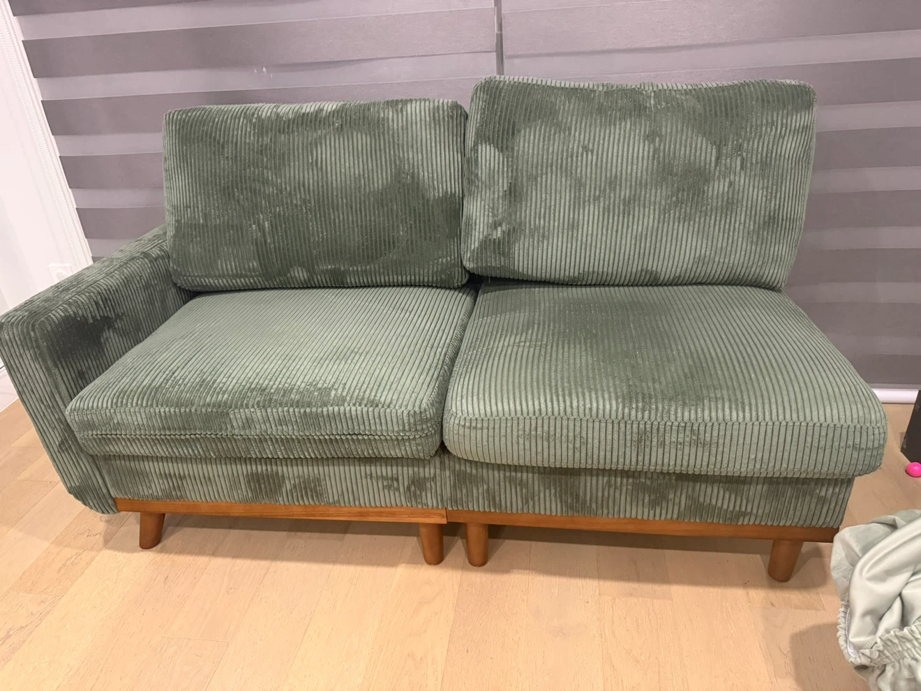 Green Corduroy Sofa with Ottoman - photo 3