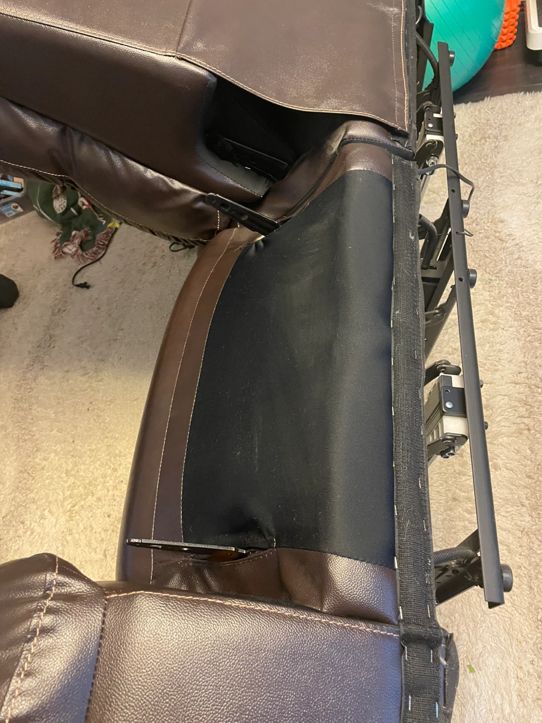 Brown Leather Reclining Loveseat - photo 3