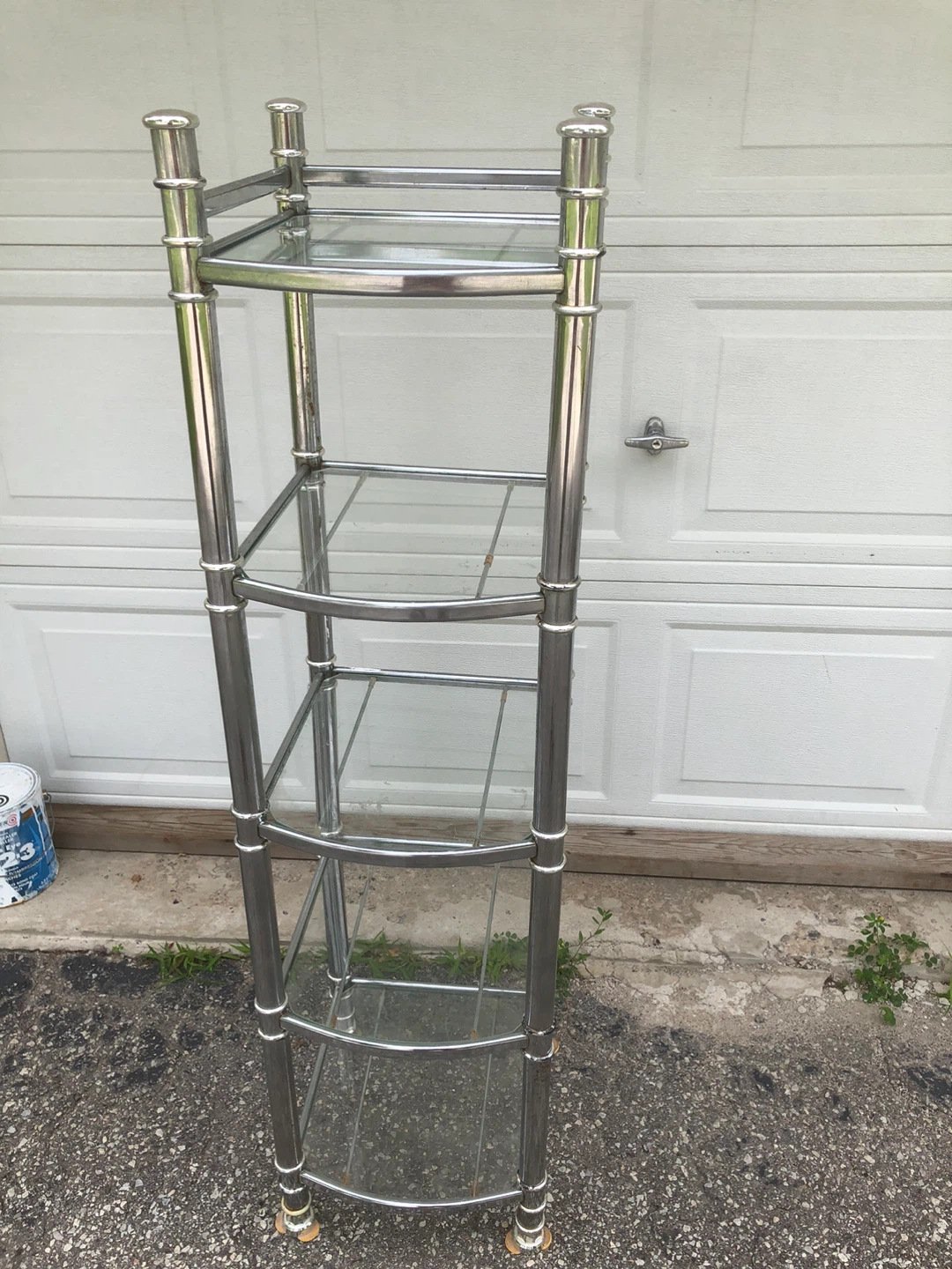 Glass and Chrome Shelf Unit