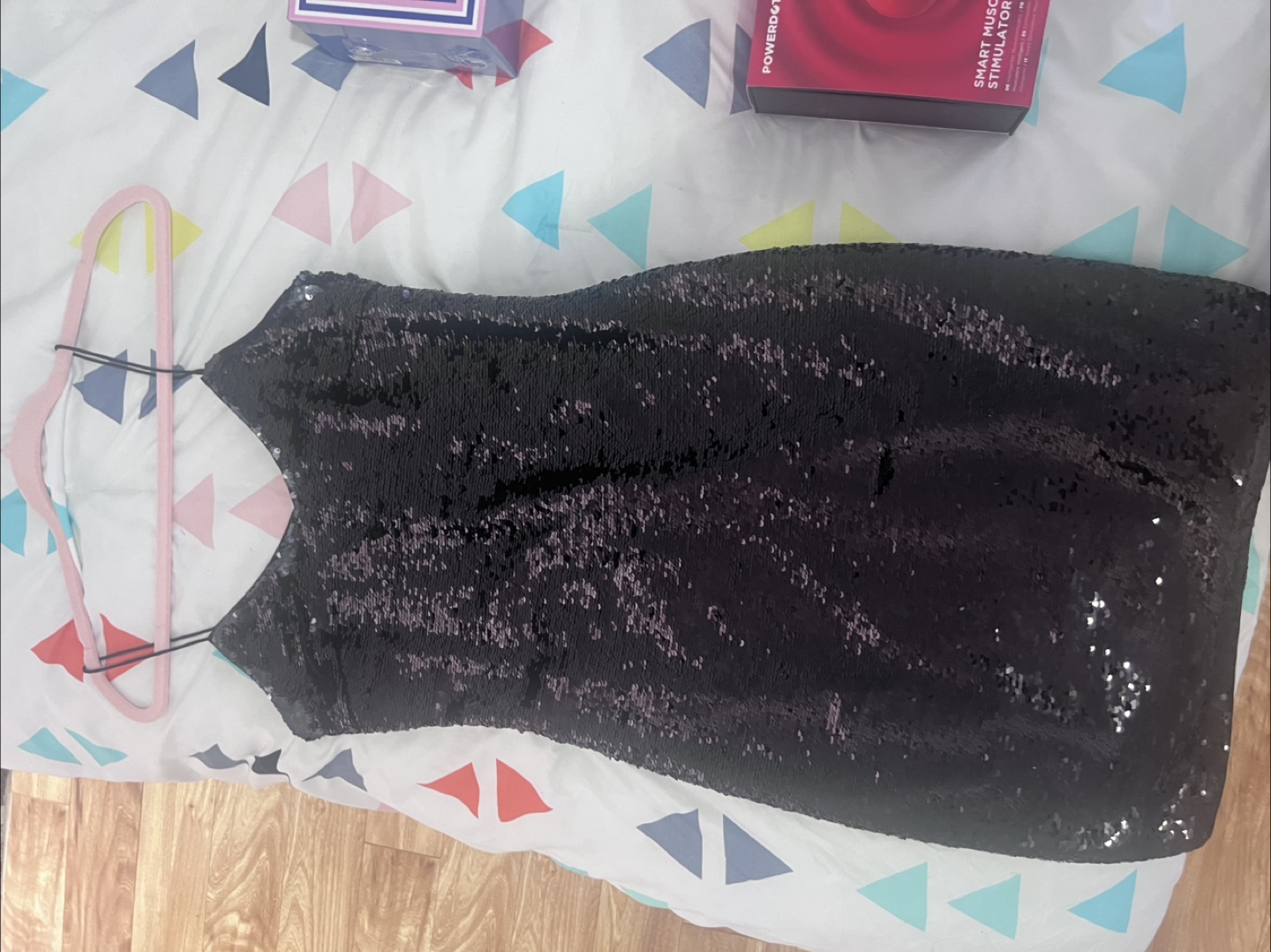 Armani Exchange- Black Sequin Sparkle Mini Dress